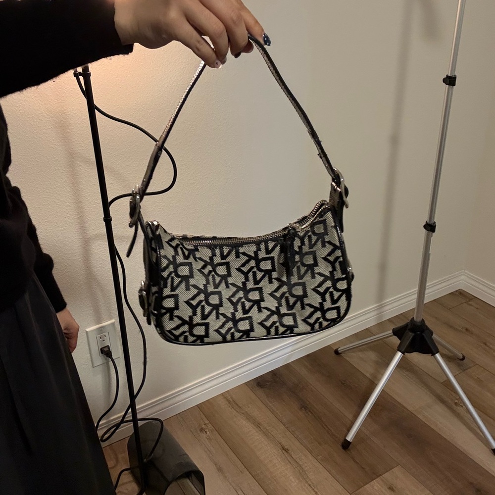 DKNY Monogram Black and Gray Shoulder Bag